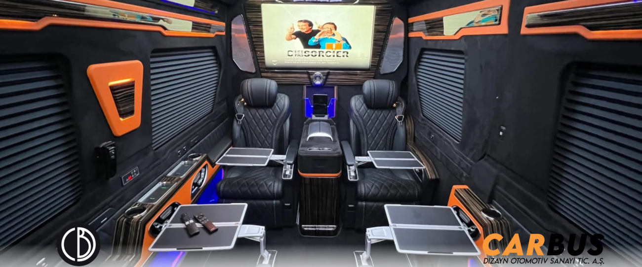 CARBUS Ember Suite siyah ve turuncu VIP kabin panorama kapağı